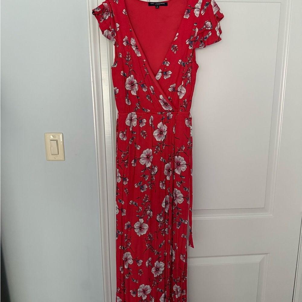 One Clothing Red Floral Maxi Dress